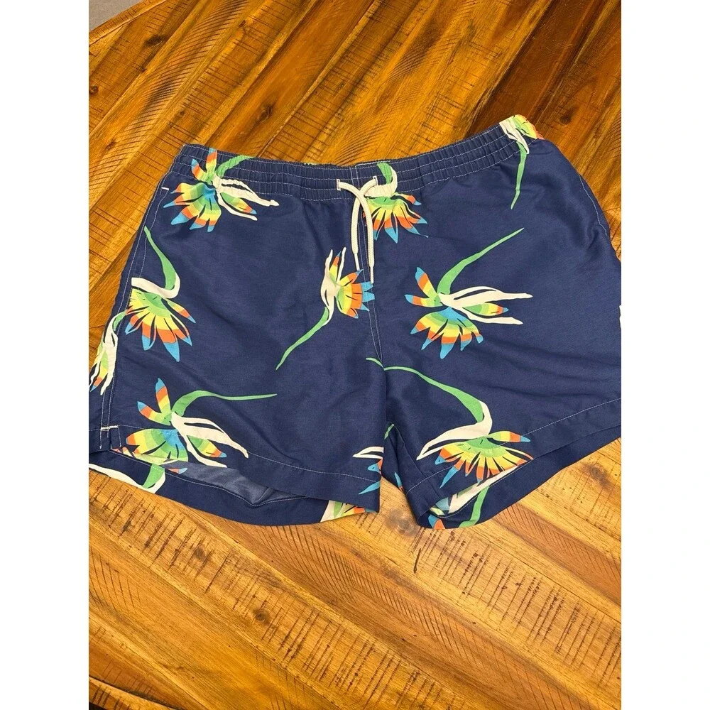Chubbies Swim Trunks Mens XL Tagged L Navy Bird of Paradise 5” Inseam USA